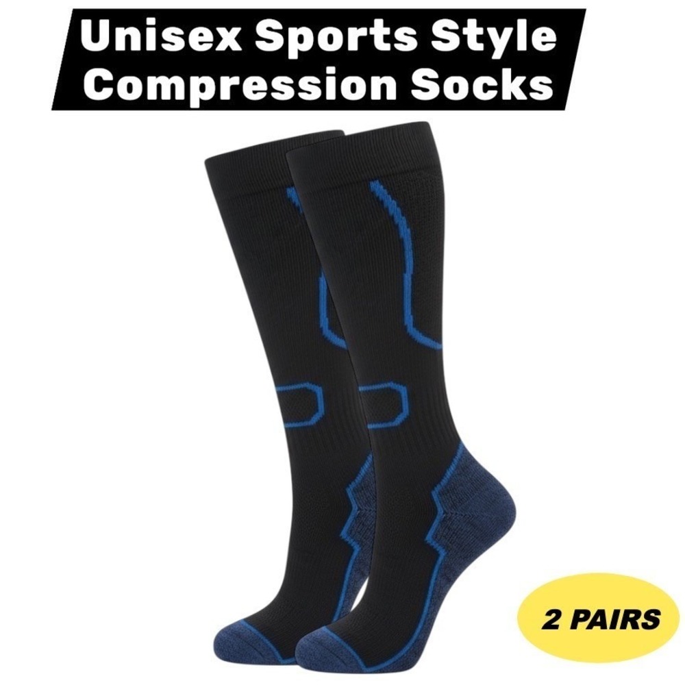Unisex 15-20 mmHg Compression Socks LARGE Black Knee High Medical Circulation‎